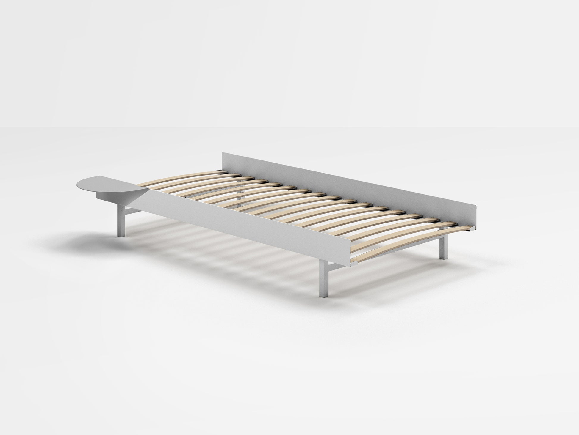 Bed 90 cm (Low) - Stainless Steel by Moebe - Bed Frame / 90 Wide cm Slats / 1 Side Table