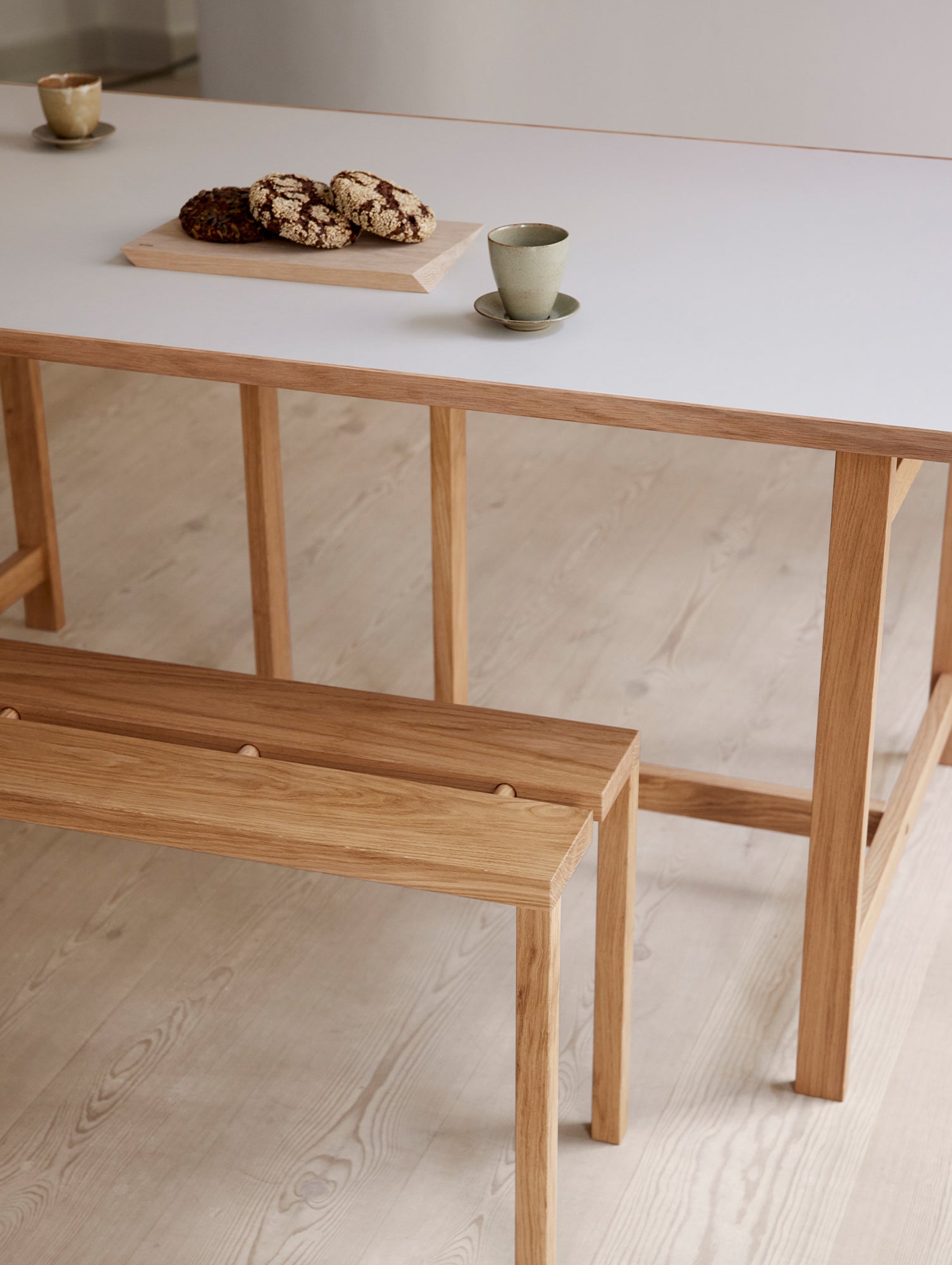 Rectangular Dining Table (Linoleum Tabletop) by Moebe - Length: 160 cm / Warm Beige