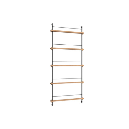 Magazine Shelving Sets (180 cm) by Moebe - MS.180.1 / Black Steel Uprights / Oiled Oak