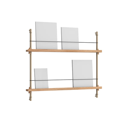 Magazine Shelving Sets (65 cm) by Moebe - Warm Grey Uprights / Oak