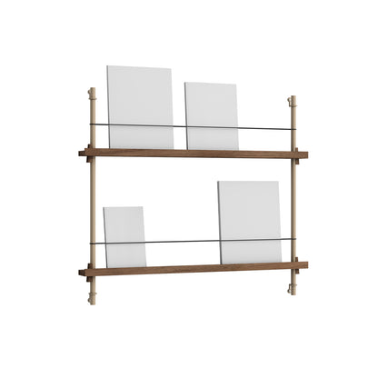 Magazine Shelving Sets (65 cm) by Moebe - Warm Grey Uprights / Smoked Oak
