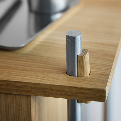 Shelving System Sets (255 cm) by Moebe / Stainless Steel Uprights / Oiled Oak 