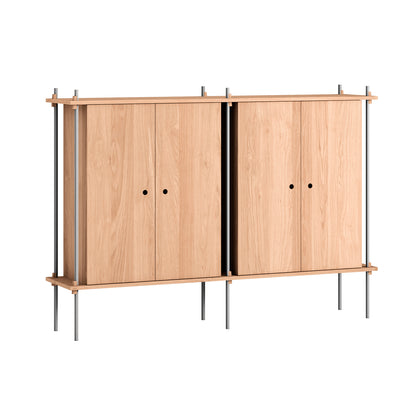 Shelving System Sets (115 cm) - by Moebe / S.115.2.E / Stainless Steel  Uprights / Oiled Oak 