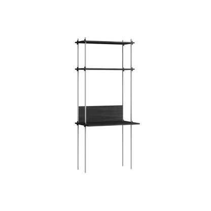 Shelving System Sets (200 cm) by Moebe / S.200.1.D / Stainless Steel Uprights / Black Painted Oak 