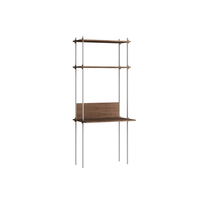 Shelving System Sets (200 cm) by Moebe / S.200.1.D / Stainless Steel Uprights / Smoked Oak 