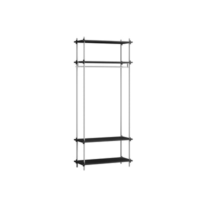 Shelving System Sets (200 cm) by Moebe / S.200.1.F / Stainless Steel Uprights / Black Painted Oak 