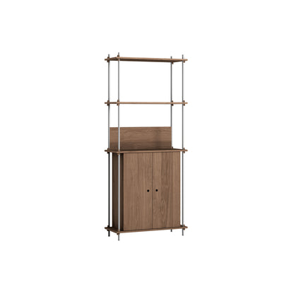 Shelving System Sets (200 cm) by Moebe / S.200.1.H / Stainless Steel Uprights / Smoked Oak 