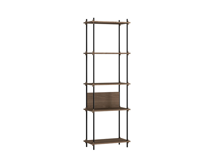 Shelving System by Moebe - 200 cm / S.200.1.I / Black Uprights / Smoked Oak