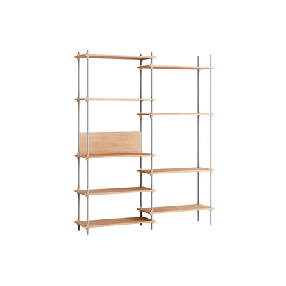 Shelving System Sets (200 cm) by Moebe / S.200.2.A / Stainless Steel Uprights / Oiled Oak 