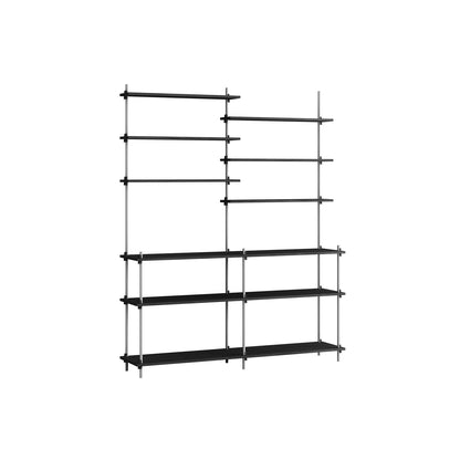 Shelving System Sets (200 cm) by Moebe / S.200.2.D / Stainless Steel Uprights / Black Painted Oak 