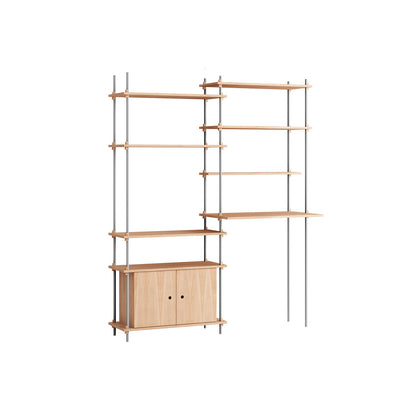 Shelving System Sets (200 cm) by Moebe / S.200.2.F / Stainless Steel Uprights / Oiled Oak 