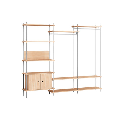 Shelving System Sets (200 cm) by Moebe / S.200.3.C / Stainless Steel Uprights / Oiled Oak 