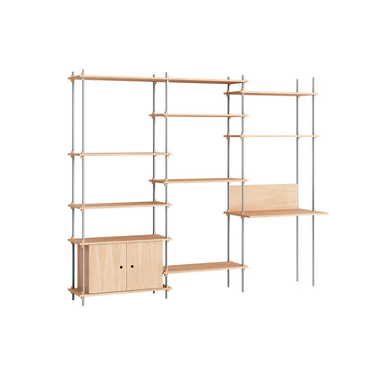 Shelving System Sets (200 cm) by Moebe / S.200.3.D / Stainless Steel Uprights / Oiled Oak
