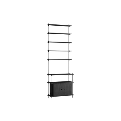 Shelving System Sets (255 cm) by Moebe / S.255.1.C / Stainless Steel Uprights / Black Painted Oak 