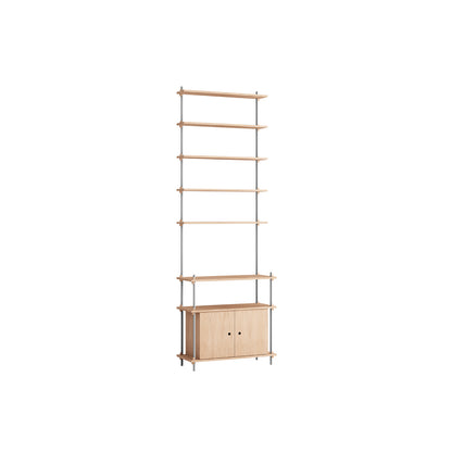 Shelving System Sets (255 cm) by Moebe / S.255.1.C / Stainless Steel Uprights / Oiled Oak 