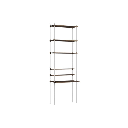 Shelving System Sets (255 cm) by Moebe / S.255.1.E / Stainless Steel Uprights / Smoked Oak 