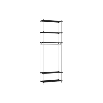 Shelving System Sets (255 cm) by Moebe / S.255.1.F / Stainless Steel Uprights / Black Painted Oak 
