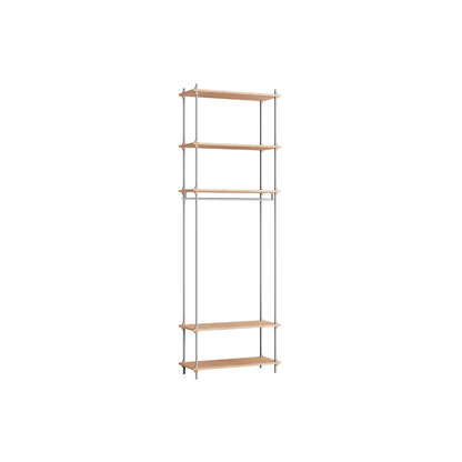 Shelving System Sets (255 cm) by Moebe / S.255.1.F / Stainless Steel Uprights / Oiled Oak 