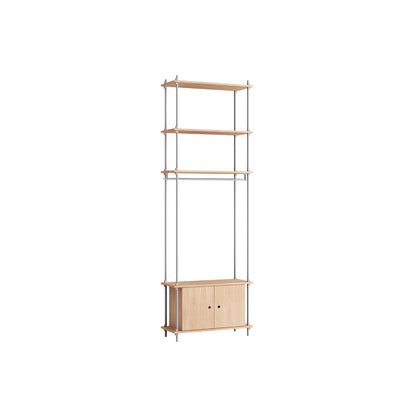 Shelving System Sets (255 cm) by Moebe / S.255.1.G / Stainless Steel Uprights / Oiled Oak 