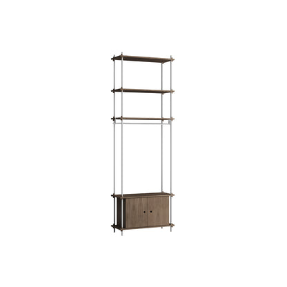 Shelving System Sets (255 cm) by Moebe / S.255.1.G / Stainless Steel Uprights / Smoked Oak 