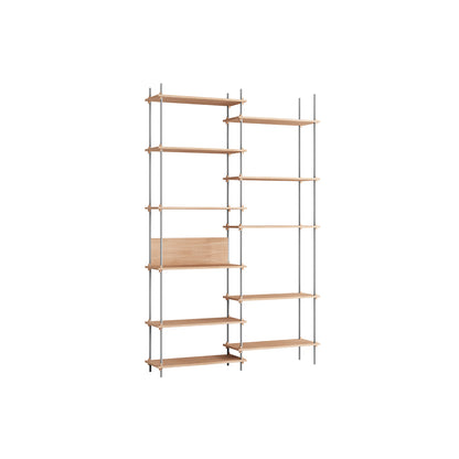 Shelving System Sets (255 cm) by Moebe / S.255.2.A / Stainless Steel Uprights / Oiled Oak 