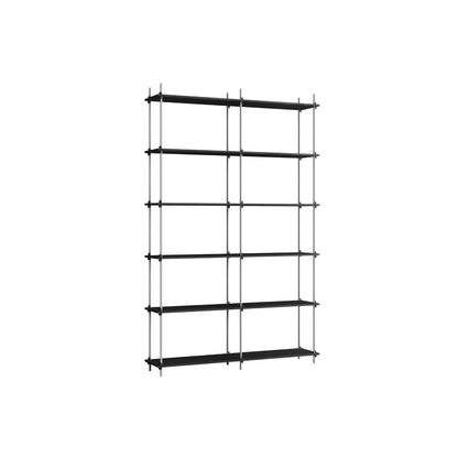 Shelving System Sets (255 cm) by Moebe / S.255.2.B / Stainless Steel Uprights / Black Painted Oak 