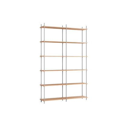 Shelving System Sets (255 cm) by Moebe / S.255.2.B / Stainless Steel Uprights / Oiled Oak 