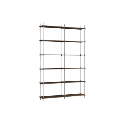Shelving System Sets (255 cm) by Moebe / S.255.2.B / Stainless Steel Uprights / Smoked Oak 