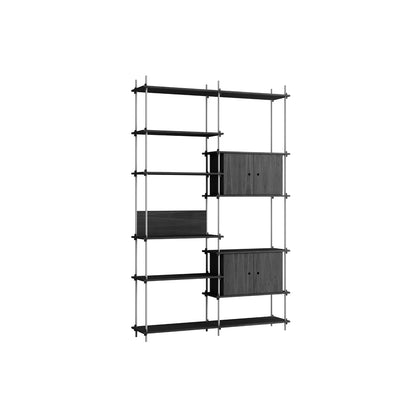 Shelving System Sets (255 cm) by Moebe / S.255.2.C / Stainless Steel Uprights / Black Painted Oak 