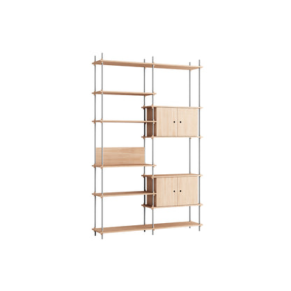 Shelving System Sets (255 cm) by Moebe / S.255.2.C / Stainless Steel Uprights / Oiled Oak 