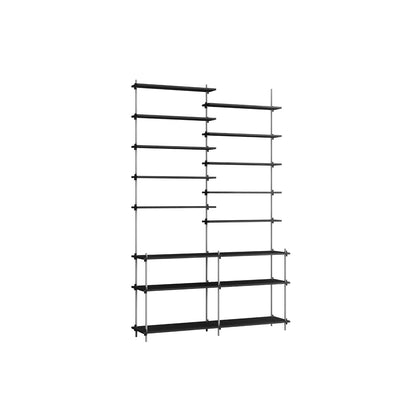 Shelving System Sets (255 cm) by Moebe / S.255.2.D / Stainless Steel Uprights / Black Painted Oak 