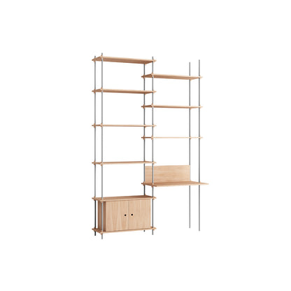 Shelving System Sets (255 cm) by Moebe / S.255.2.E / Stainless Steel Uprights / Oiled Oak 