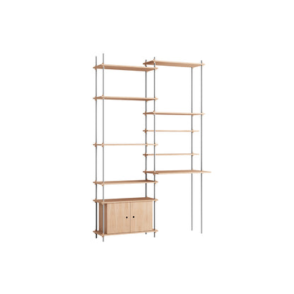Shelving System Sets (255 cm) by Moebe / S.255.2.F / Stainless Steel Uprights / Oiled Oak 