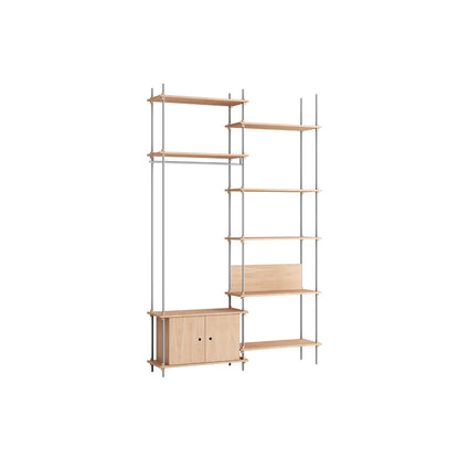 Shelving System Sets (255 cm) by Moebe / S.255.2.G / Stainless Steel Uprights / Oiled Oak 