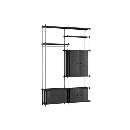 Shelving System Sets (255 cm) by Moebe / S.255.2.J / Stainless Steel Uprights / Black Painted Oak 