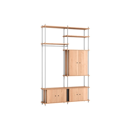 Shelving System Sets (255 cm) by Moebe / S.255.2.J / Stainless Steel Uprights / Oiled Oak 
