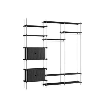Shelving System Sets (255 cm) by Moebe / S.255.3.C / Stainless Steel Uprights / Black Painted Oak 