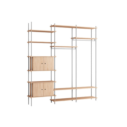 Shelving System Sets (255 cm) by Moebe / S.255.3.C / Stainless Steel Uprights / Oiled Oak 