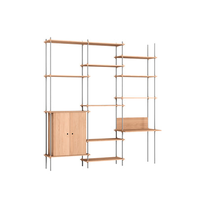 Shelving System Sets (255 cm) by Moebe / S.255.3.E / Stainless Steel Uprights / Oiled Oak 