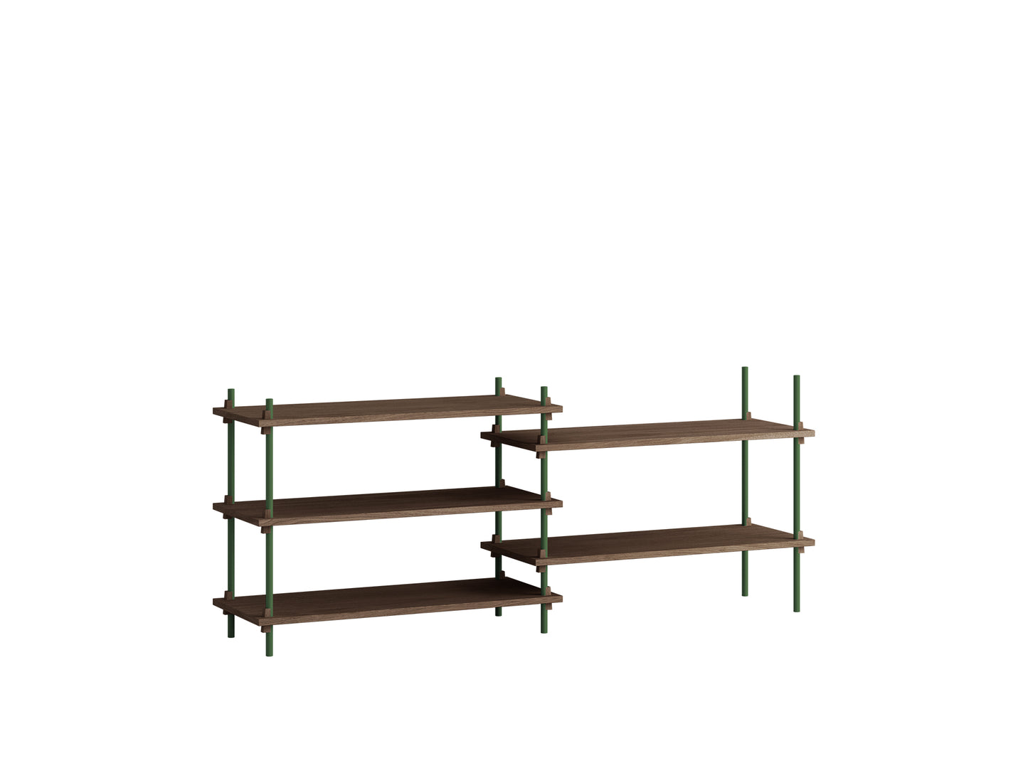 Moebe Shelving System - S.65.2.A Set in Pine Green / Smoked Oak