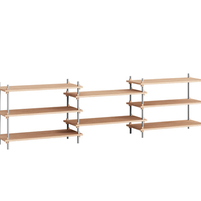 Shelving System Sets by Moebe / S.65.3.A / Stainless Steel Uprights / Oiled Oak