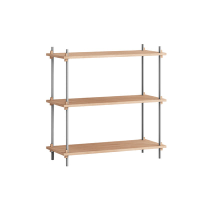Shelving System Sets (85 cm) by Moebe - S.85.1.A / Stainless Steel Uprights / Oiled Oak