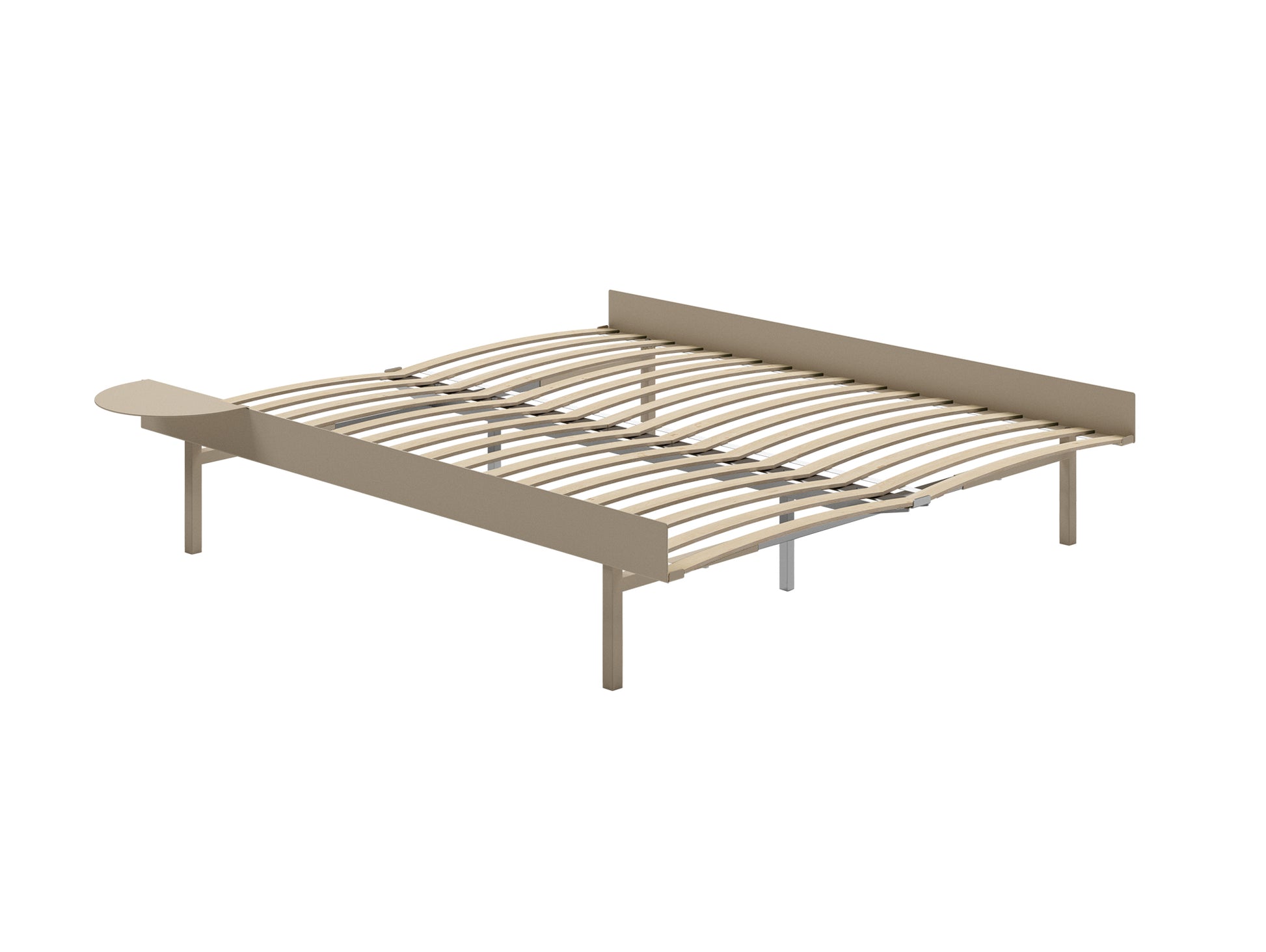 Bed 90 - 180 cm (High) by Moebe- Bed Frame / with 160cm wide Slats / 1 Side Table / Samd