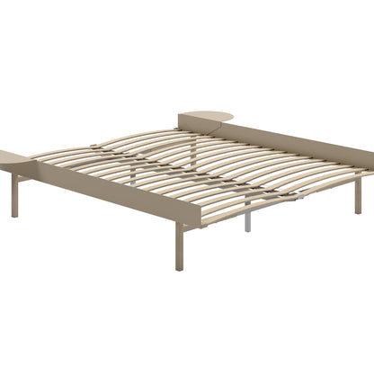 Bed 90 - 180 cm (High) by Moebe- Bed Frame / with 160cm wide Slats / 2 Side Table /  Sand