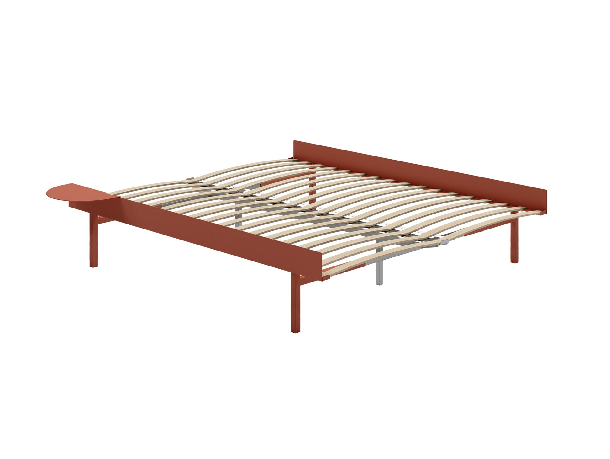 Bed 90 - 180 cm (High) by Moebe- Bed Frame / with 160cm wide Slats / 1 Side Table / Terracotta