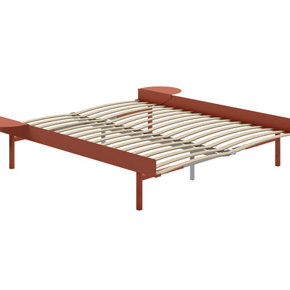 Bed 90 - 180 cm (High) by Moebe- Bed Frame / with 160cm wide Slats / 2 Side Table /  Terracotta