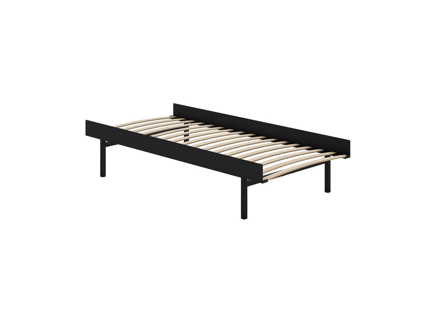 Bed 90 - 180 cm (High) by Moebe- Bed Frame / with 90cm wide Slats /  Black