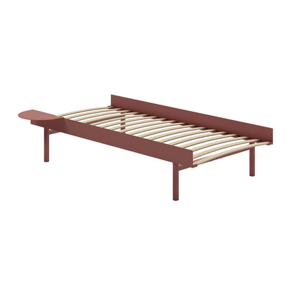Bed 90 - 180 cm (High) by Moebe- Bed Frame / with 90cm wide Slats /  1 Side Table / Dusty Rose