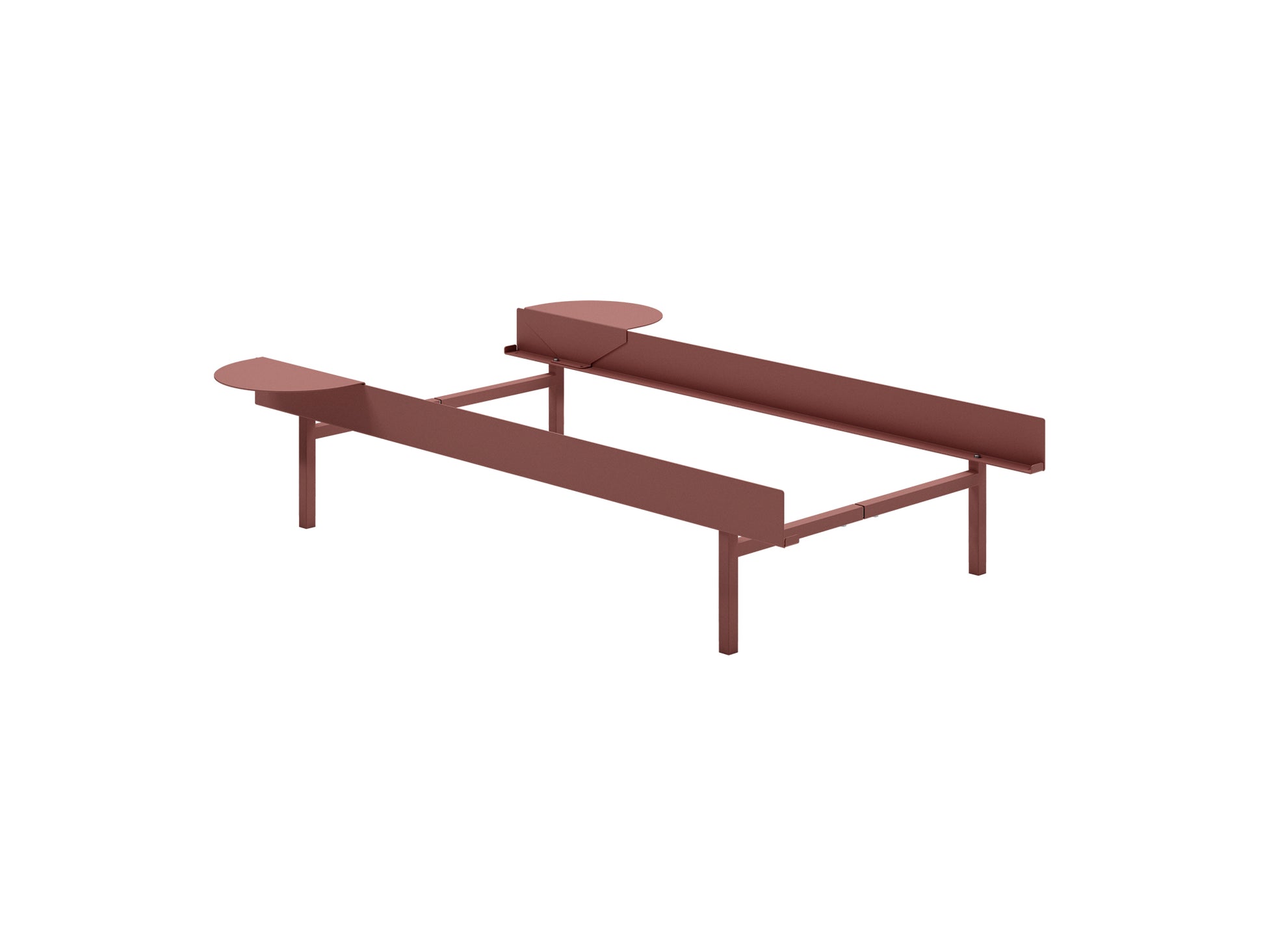 Bed 90 - 180 cm (High) by Moebe- Bed Frame / with NO SLATS / 2 Side Table / Dusty Rose