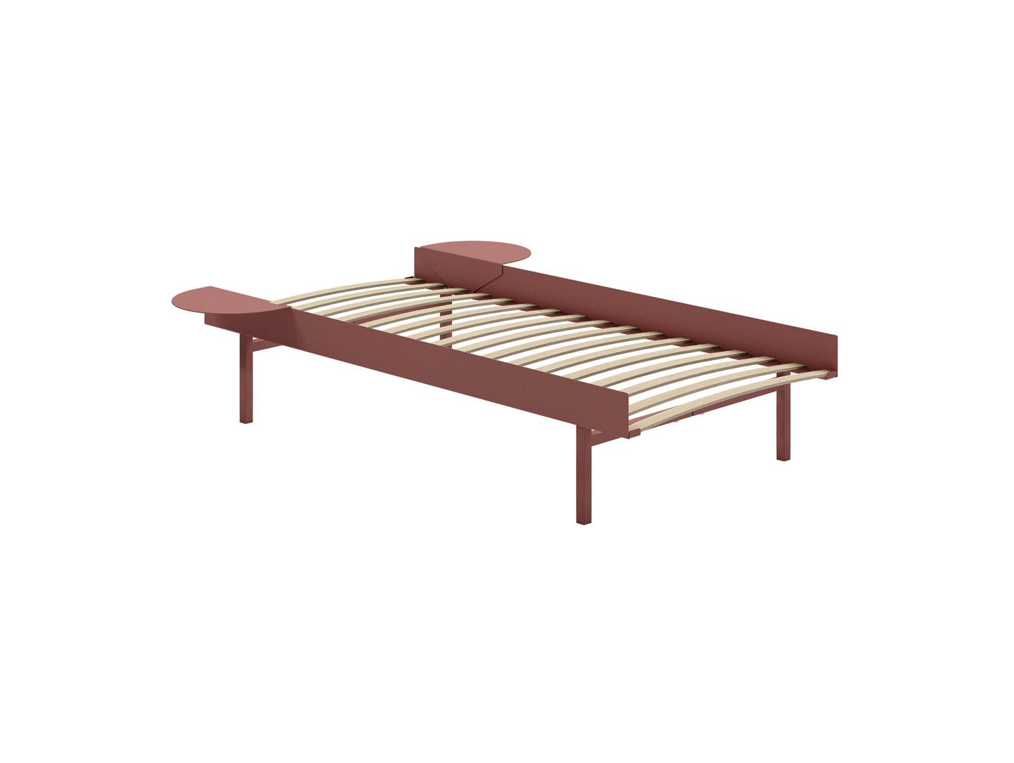 Bed 90 - 180 cm (High) by Moebe- Bed Frame / with 90cm wide Slats /  2 Side Table /  Dusty Rose